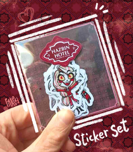 Hazbin chibi sticker packaging